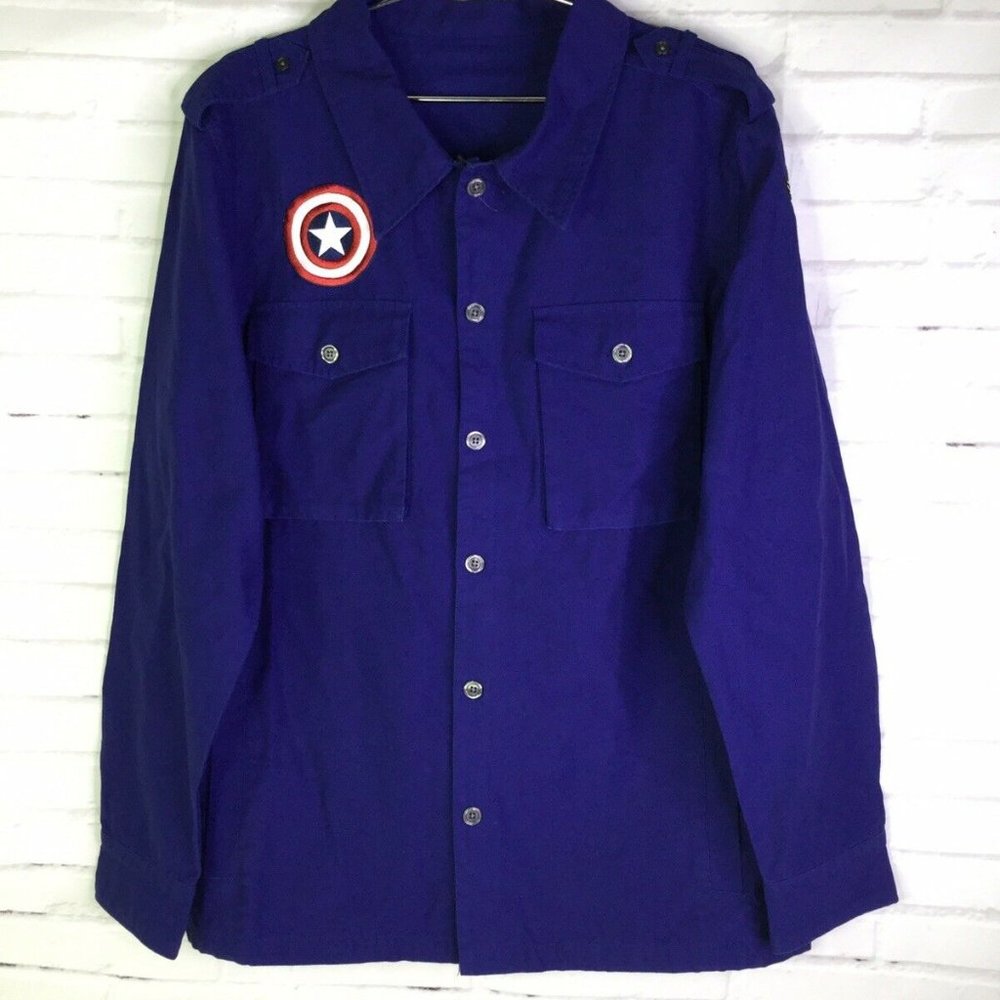 Marvel Captain America Button Down Shirt Jacket